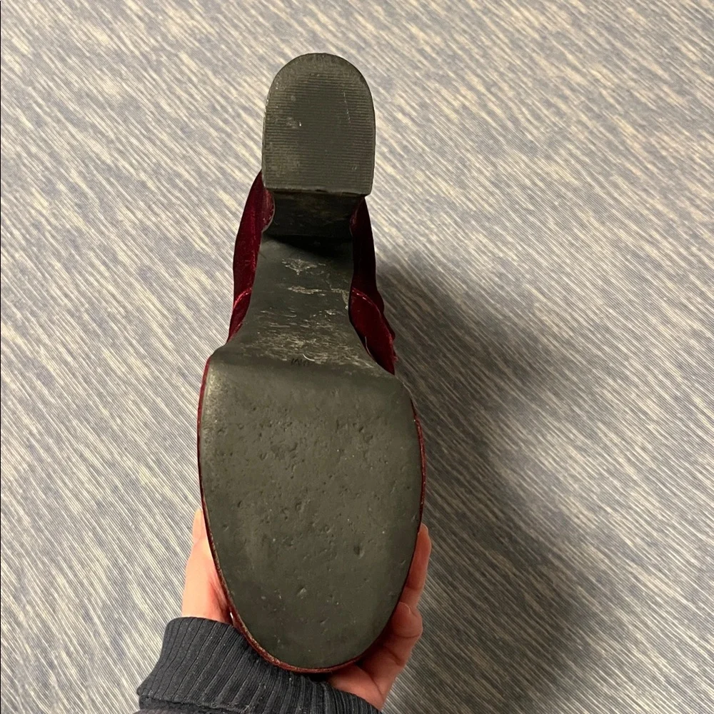 Deep red / Purple Velvet Platform Boots - Picture 9 of 14